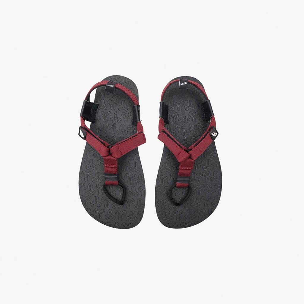 Jelajah Road Barefoot Flip Flops - Maroon Blaze On Black - Pyopp Fledge Barefoot